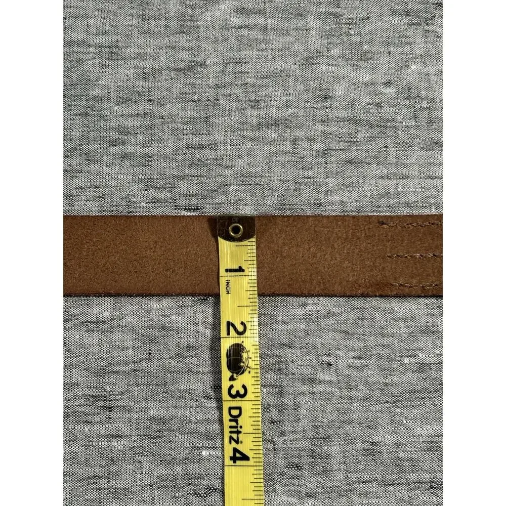 Allsaints Leather Belt Mens 40 Brown Genuine Leather Silver Colored Buckle
